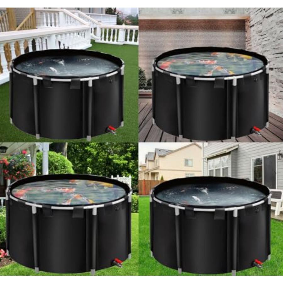 Above Ground Pond Canvas Fish Pond Pool Round Thickening Koi Pond Tank PVC Fish Pond Pool Above Ground with Durable Framed for