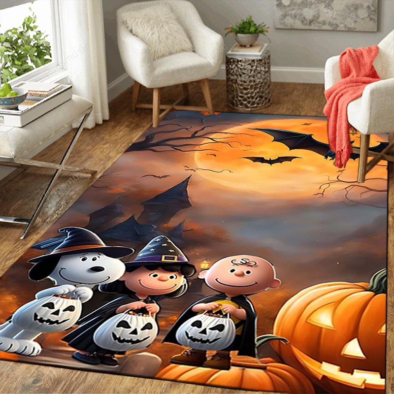 1Pc Snoopy'S Halloween Night Rug Office Carpet Indoor Outdoor Doormat Nonslip Soft And Comfortable Living Room Christmas Halloween Gift D918100