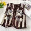 Summer Crochet Hollow Out V-neck Loose Lace Tank Tops Women Fashion Thin Chic Sleeveless Women Camis Tops Elegant Base Slim Vintage Tank Vest 26571