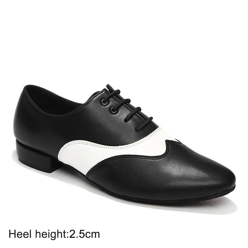 Pantofi de Dans Bărbați Pantofi de Dans Latin Ballroom Talpă Moale Piele Neagră Pantofi Jazz Pentru Băieți Tocuri 2.5cm Pantofi de Antrenament Petrecere Dans
