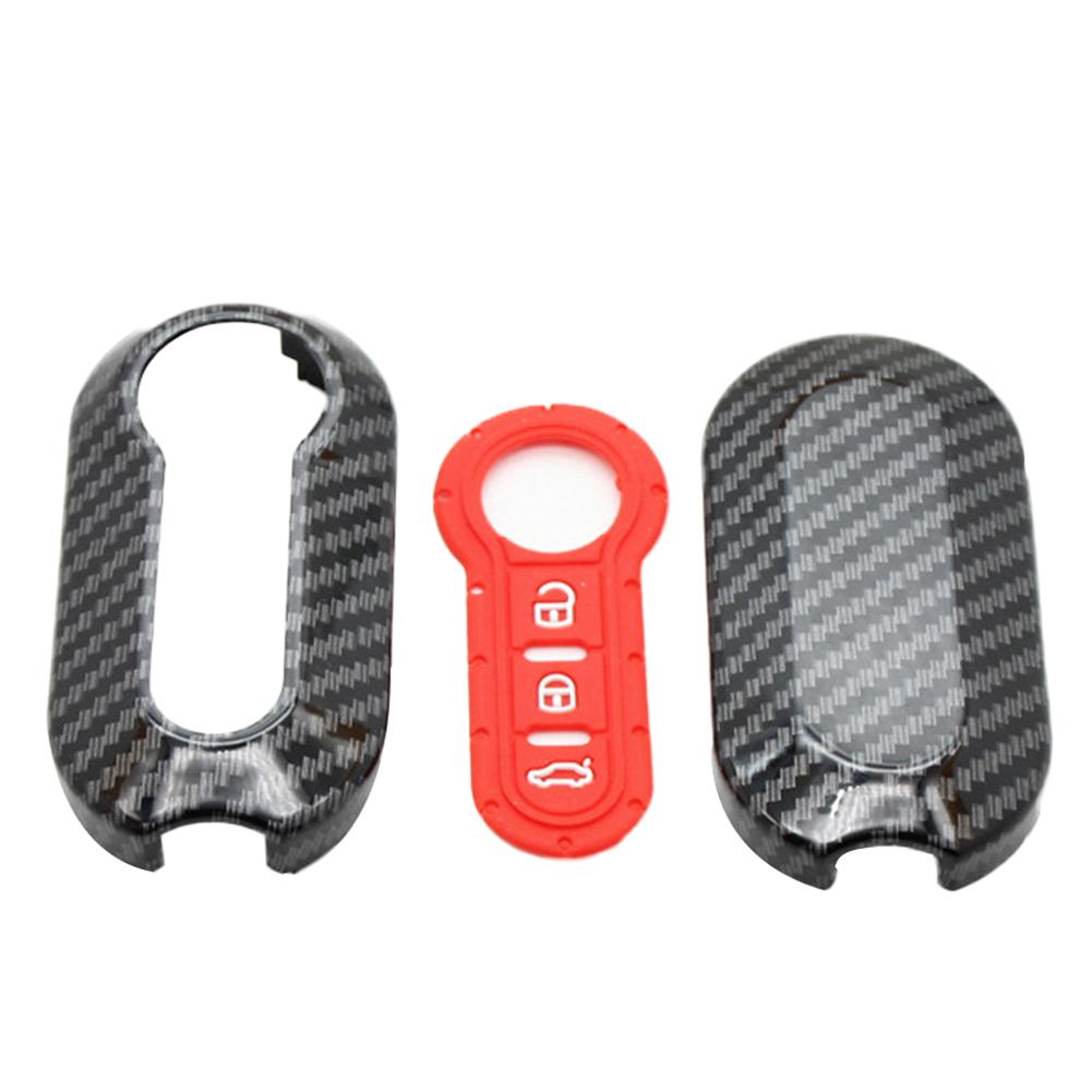 Für Fiat Ducato 500 500L Panda Grande Punto Lancia Musa Kohlefaser-Muster Auto Klappschlüssel Etui Abdeckung Auto Hülle Schlüsselanhänger