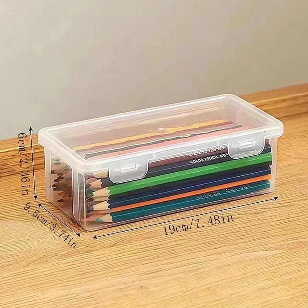 

Portable Storage Organizer Box Student Office Supplies 1pcs Plastic Translucent Pencil Case Large Capacity Pencil Boxes