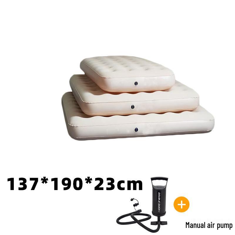 Elevated Flocked Inflatable Mattress with Built-in Pump and Moisture-Proof Pad Camping Inflatable Mattress