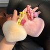 Lovely Heart Keychain Simple Car Key Chain Plush Pompoms Hanging Ornaments Keyrings Bag Pendant Keychain Accessories