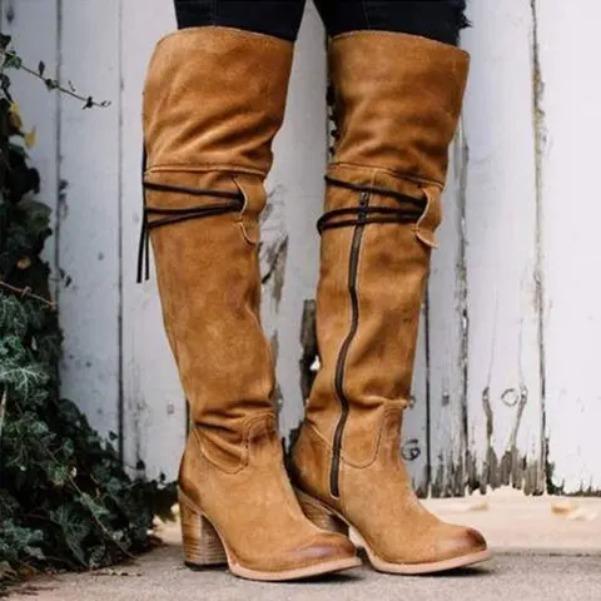 Women Boots Lace Up Sexy High Heels Women Shoes Lace Up Winter Knee-High Boots Warm Size 35-43 Fashion Boots Ty67