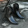 Botas occidentales para hombre Punta puntiaguda Puntas de ala Negro Marrón Amarillo Vestido retro informal Cremallera Cuero Botas de entretiempo para hombre a media pantorrilla para hombre Tallas grandes