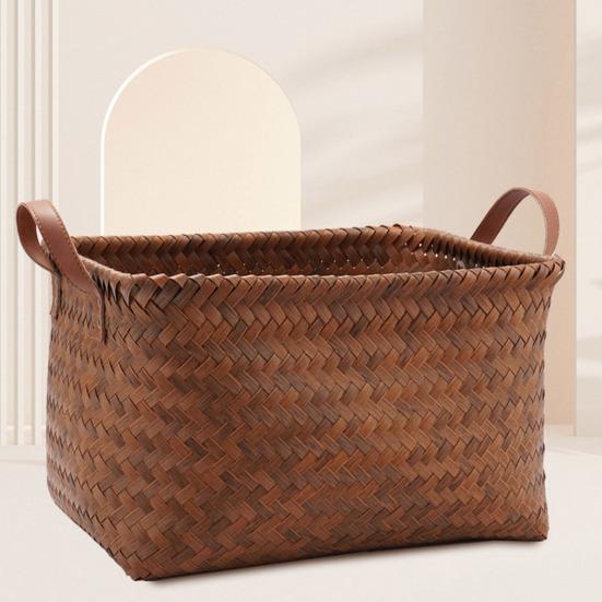 Aufbewahrungskorb, gewebt, große Tragfähigkeit, Griffe, flexibel, druckbeständig, großes Fassungsvermögen, glatt, für Gemüse, Obst, Spielzeug im Freien, Aufbewahrungskorb für Wäsche