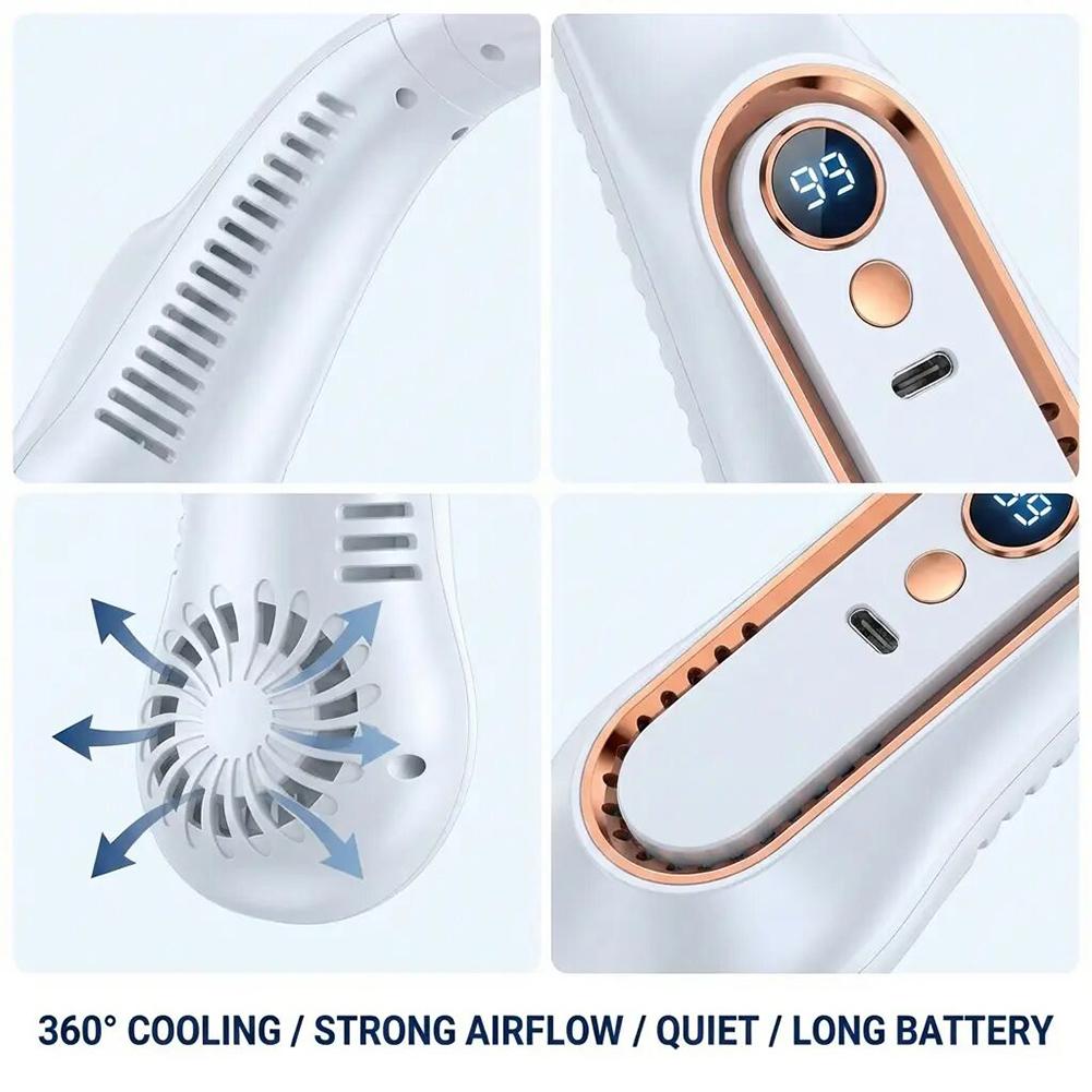 Portable Neck Fan , USB charging Air Cooler, Necksupport, 3 Speeds Gears Adjustment, Outdoor Wearable Bladeless Hands-Free Fan