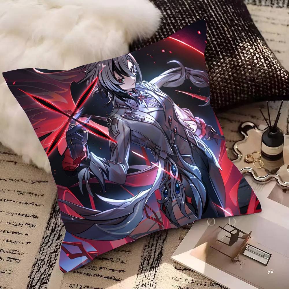 Arlecchino Anime G-Genshin Impact Pillow Case Fashion Square Pillowcase Bedroom Sofa Room Ins Decoration Leisure