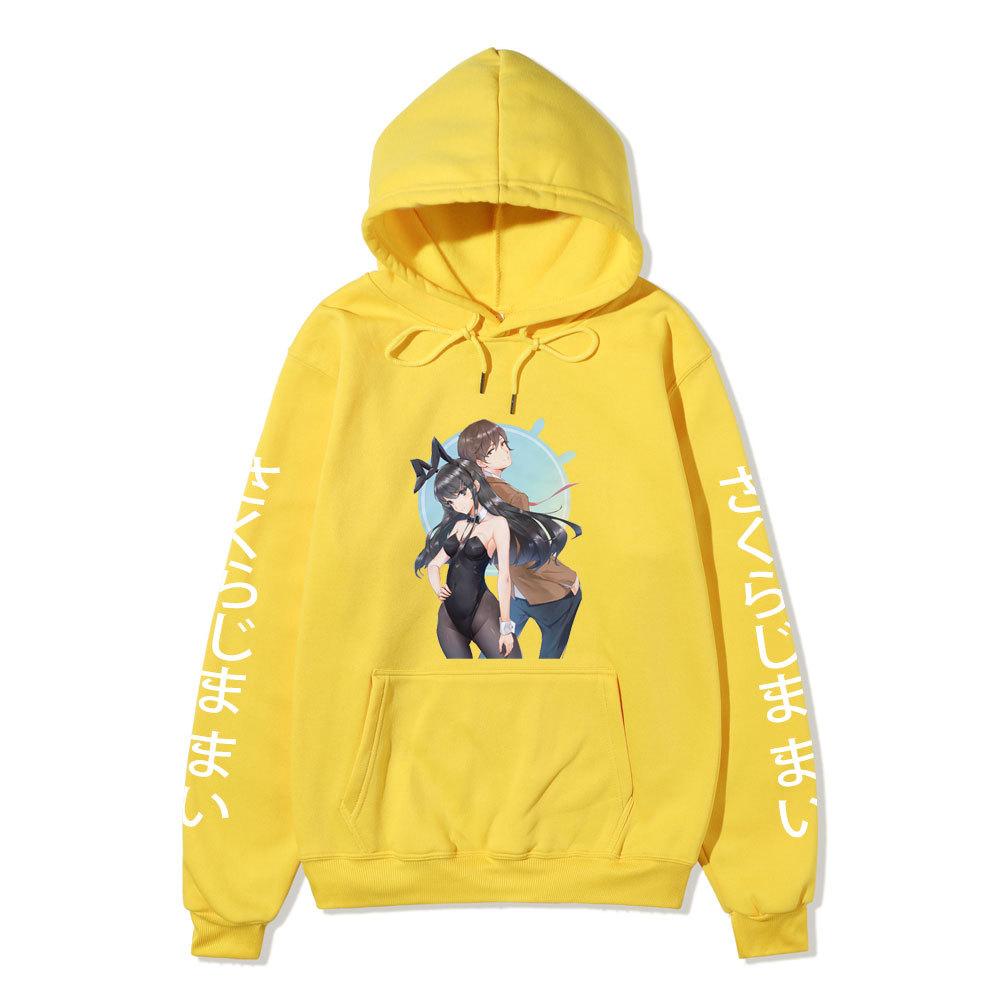 Rascal Does Not Dream of Bunny Girl Senpai Mai Sakurajima Unisex Fleece Hoodie Vertical Japanese Text Sleeve Anime Print Long Sleeve Sweatshirt