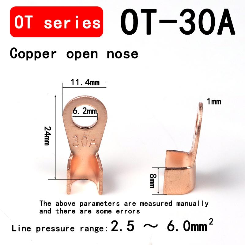 10/50PCS Copper OT Terminal Non-Insulated Wire Connector Bare Electrical Cable Terminals Lug Battery Ring Crimp Terminal 10-400A