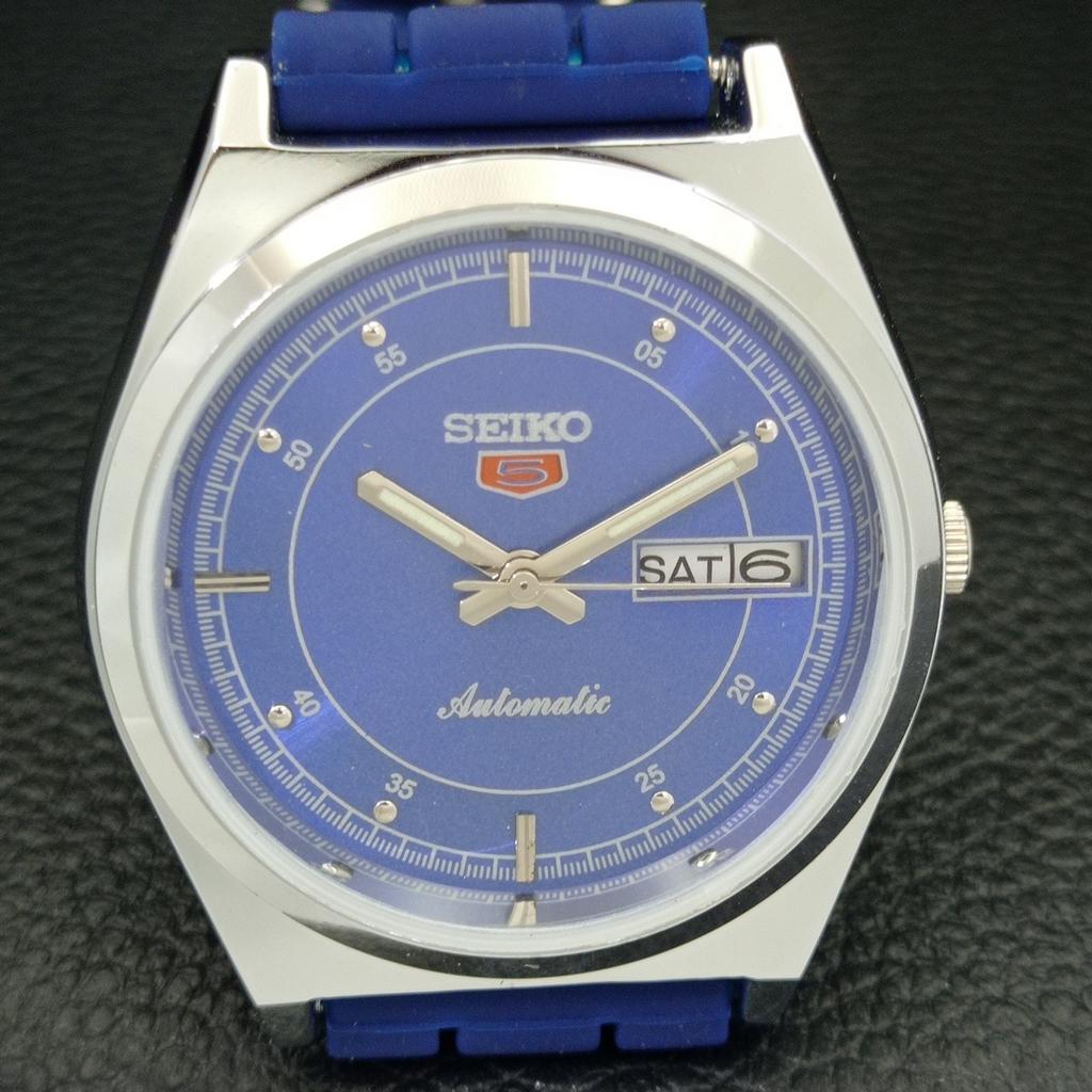 YENİLENMİŞ VINTAGE SEIKO 5 OTOMATİK JAPON ERKEK MAVİ KADRAN SAAT a434683-2