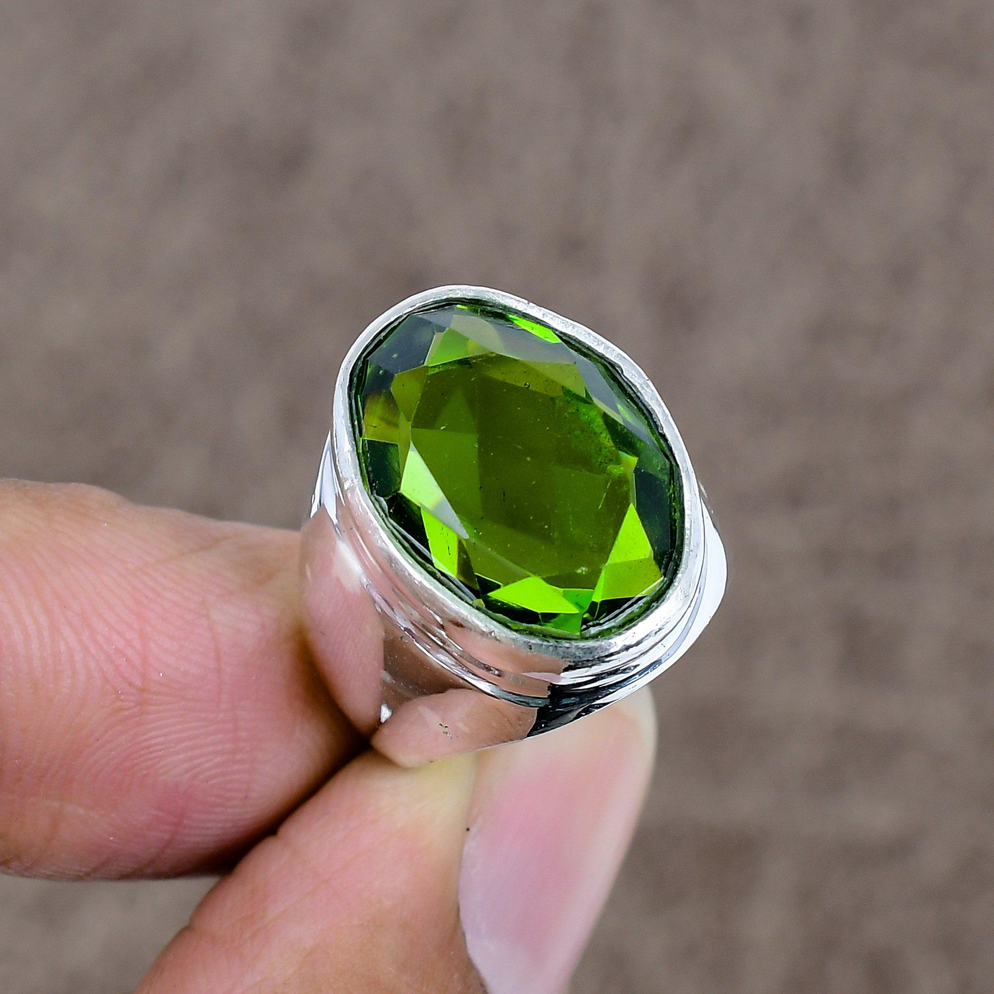 

Peridot Genstone Handmade 925 Sterling Silver Jewelry Ring Size 6 KKG-534