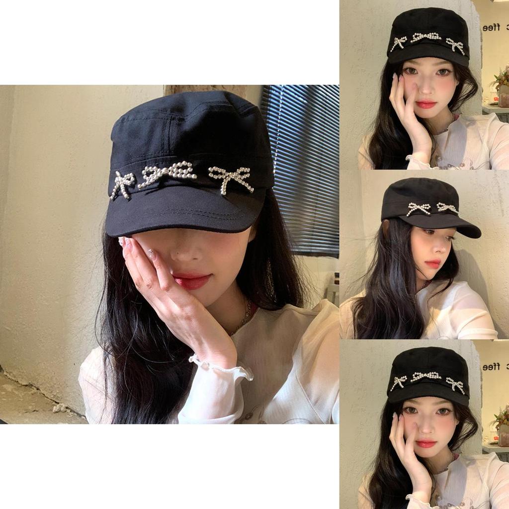 Stylish Korean Retro Black Bowknot Baseball Cap For Women Ideal For Spring Summer Wear