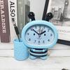 Cartoon Alarm Clock for Children Learning with Pen Holder Desktop Clock