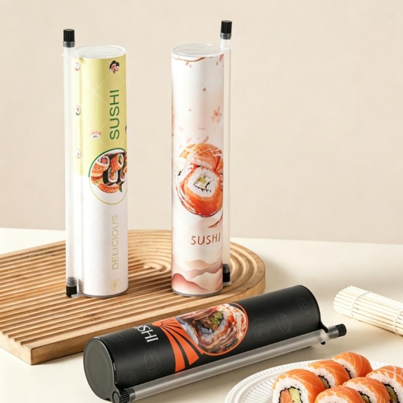 1 Pezzo Scatola Rotonda Push per Sushi con Cannuccia per Salsa Stampo per Sushi per Alimenti Secchi Secchiello in Carta Push-Up Accessori Bento