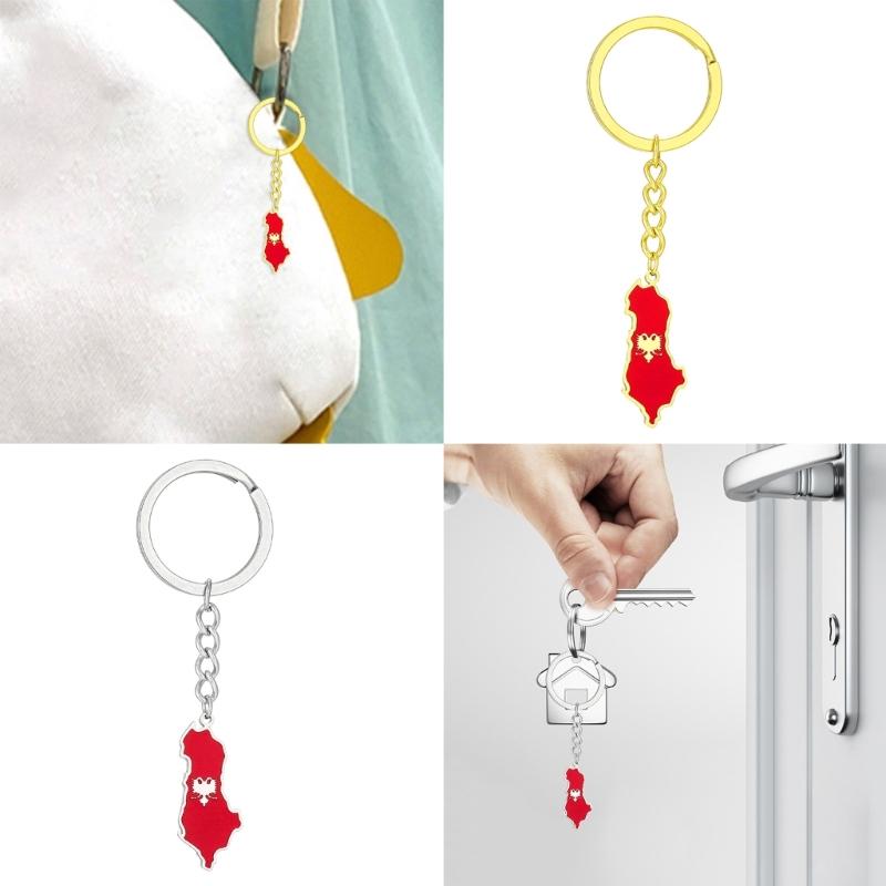 Albania Eagle Map Flag Keychain Ethnic Style Keyrings Jewelry Accessory for Bag