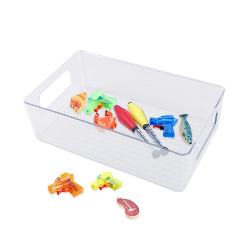 Practical Storage Solution Transparent Makeup Container Clear Plastic Tray for Bathroom and Desk Organizer Storage Box