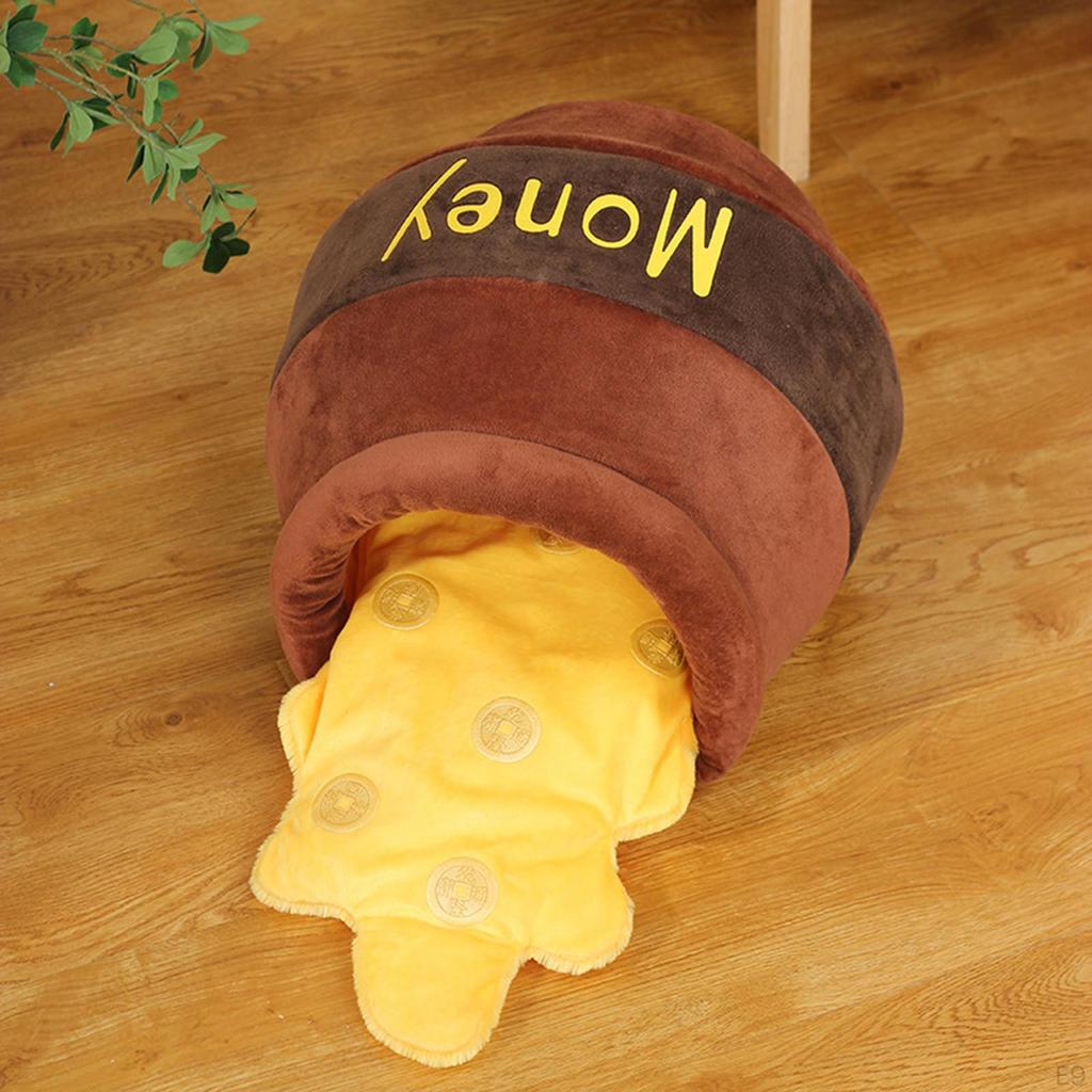 Bed for Indoor Cats Removable Cushion Cozy Cave Cartoon House Sleep Small Kitten Warm