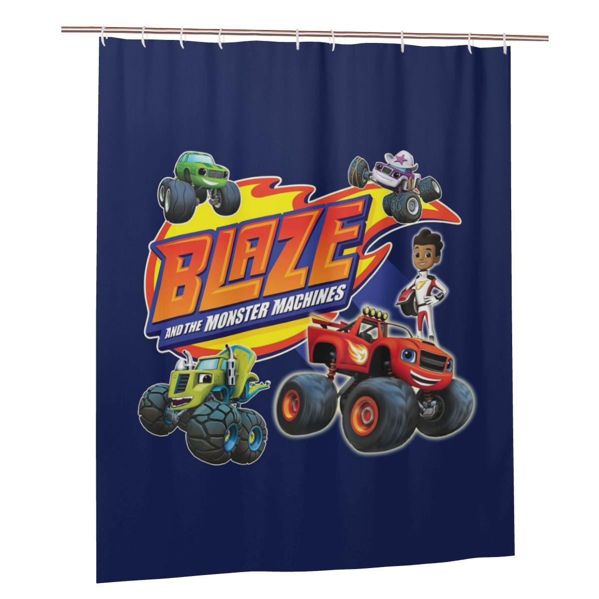 

Blaze And The Monster Machines Crew Shower Curtain Bathroom Polyester Waterproof Bath Curtains With Hooks W60H190(CM)-1 Pcs