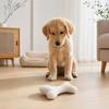 Plush Squeaky Bone Dog Toy Soft Lamb Wool Chewing Toy with Built-In Sound Washable