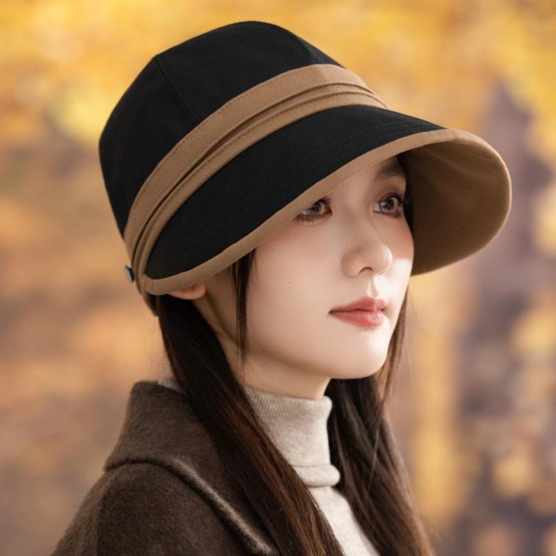 Fashion Autumn and Winter Color Matching Equestrian Hat Casual Windproof Basin Hat Autumn and Winter Warm Newsboy Hat