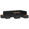 Set Divano da Giardino 9 Pezzi con Cuscini Polyrattan Nero