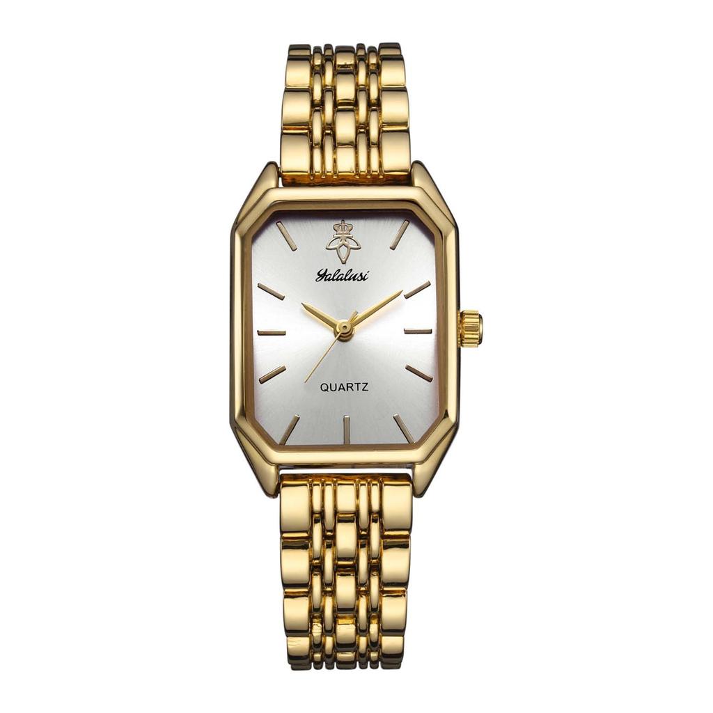Elegant Vintage Octagonal Ladies Wristwatch Golden Case Quartz Watches Wateproof Steel Strap