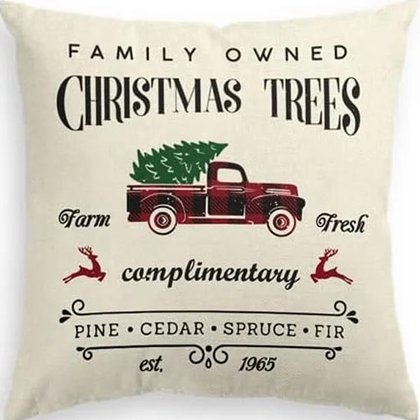 Merry Christmas Decor Cushion Cover x cm Pillow CaseCartoon Reindeer Santa Claus Printed Throw Pillowcase Linen Pillow Cover