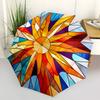 1 Stück Buntglas Sonnenstrahl Design Automatischer Faltregenschirm - Tragbares 3-Fach-Design, 8-Rippen Eisenrahmen Outdoor-Regenschirm, Ideales Geschenk für Fans, Reise