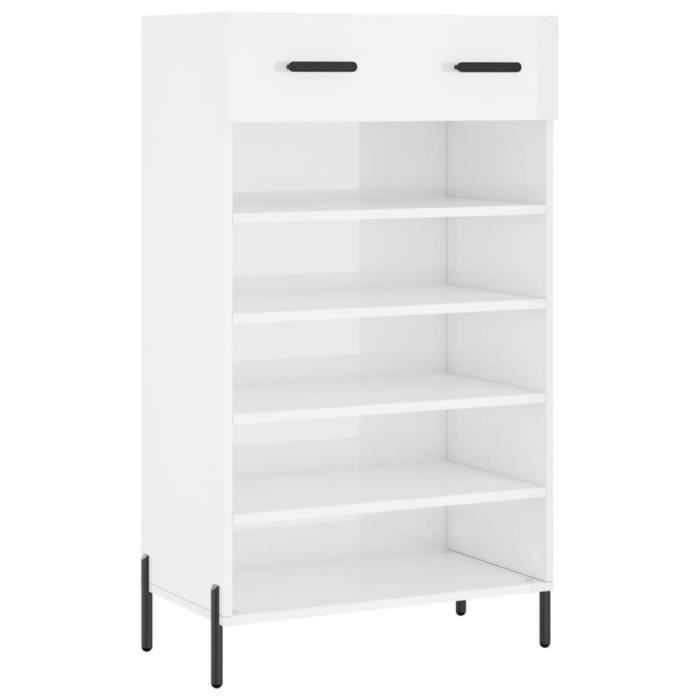 VidaXL Shoe Cabinet High Gloss White 60x35x105 Cm Engineered Wood 829622