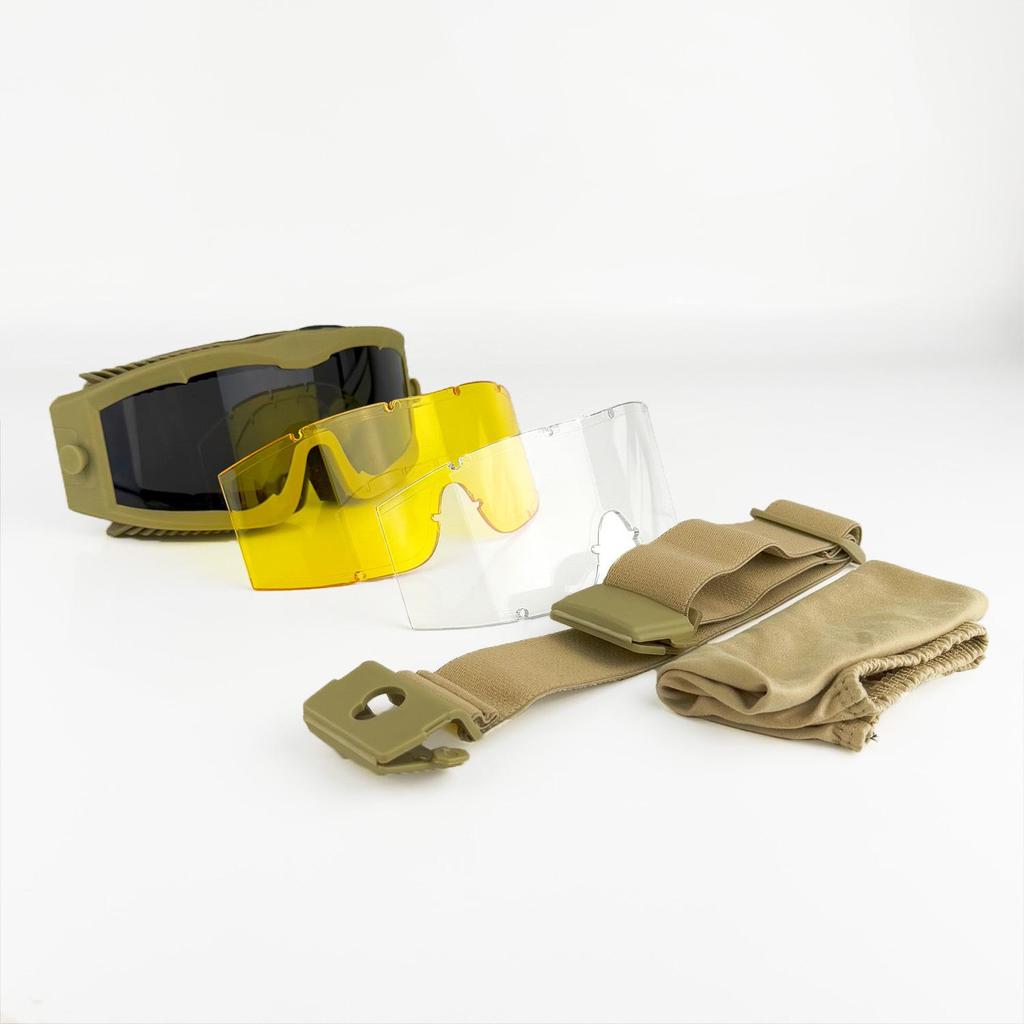Yellow Tactical Windproof Outdoor Goggles Set - Locust Style for Sand and Wilderness