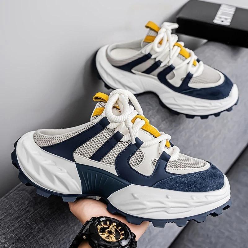 

Fashion Slippers for Men Platform Half Shoes Outdoor Mules Mascullino Designer Luxury Original Low Price Rubber Adult Fun Sandals Man 39