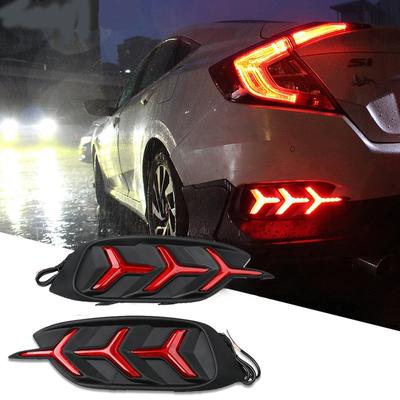 Dynamiskt flödande blinkers LED Bakre stötfångare Reflektorljus Bilkörningsbroms Stopplampa för Honda Civic 2016 2017