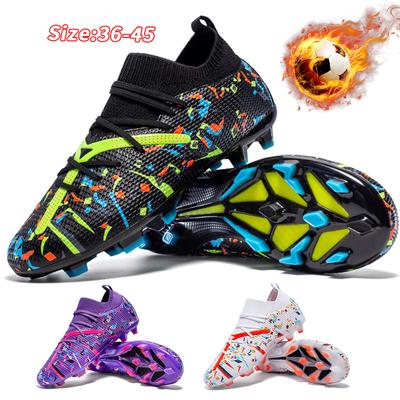 Men Football Boots Long Spikes High Ankle Soccer Shoes FG Outdoor Grass Cleats Soccer Boots Training Sport Football Shoes