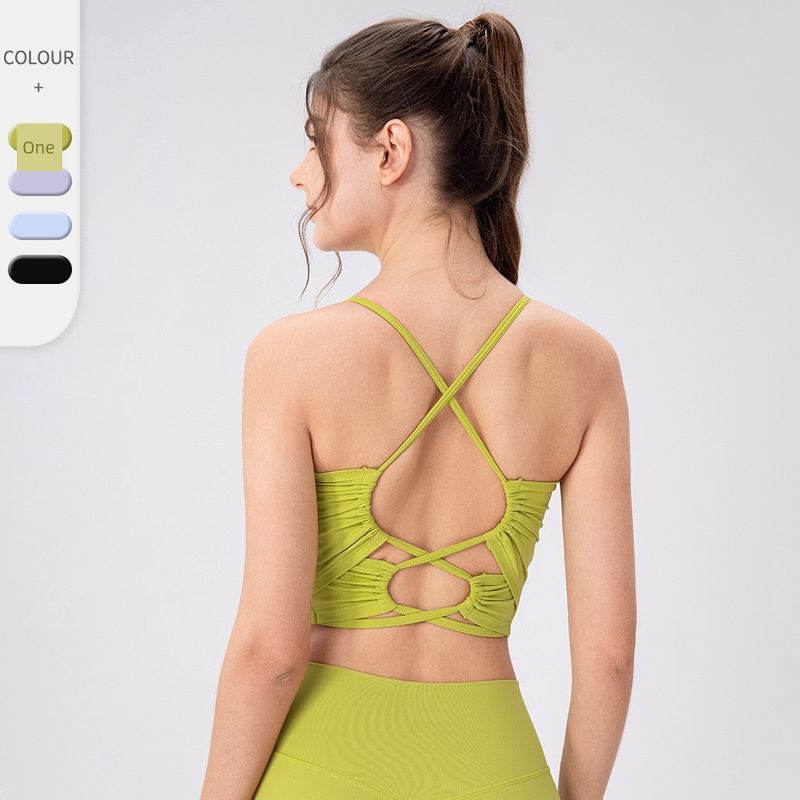 Foreign Trade with Chest Pad Female Summer Yoga Intimates Open Back Sling Sports Tops Bubble Wrap Dance Fitness Vest Yoga Clothes