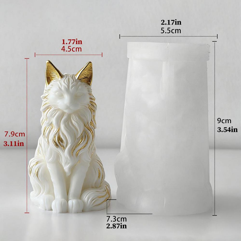 3D Maine Coon Shape Candle Silicone Mold Sitting Cat Resin Mould Soap Candle Making Supplies Resin Casting Mould For Home Deco