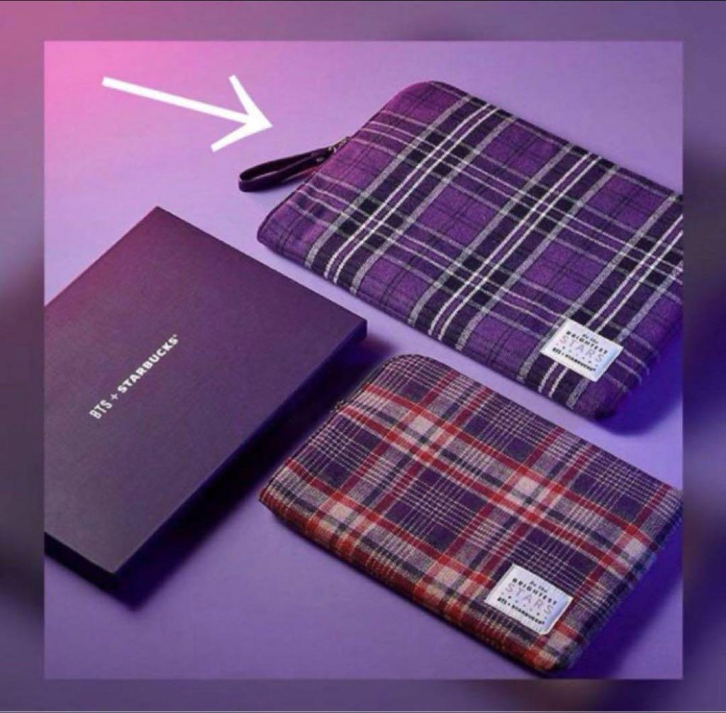 [USED] Rare BTS X STARBUCKS Checkered Pouch (Large)