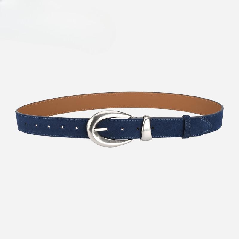 Retro High-end Belt for Women's Genuine Leather Matte Reverse Velvet Versatile Jeans Trendy Decorative Belt for Women