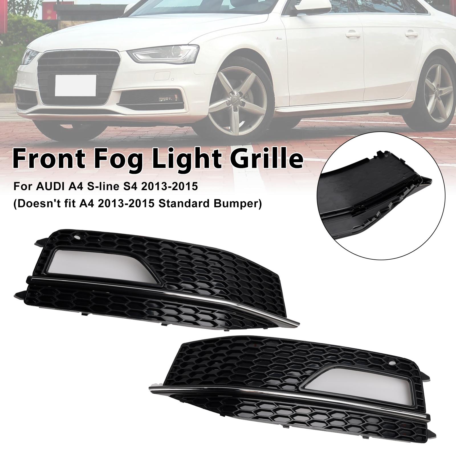 2PCS Bumper Fog Light Lamp Cover Grill Grille Fit A4 S-line S4 2013-2015