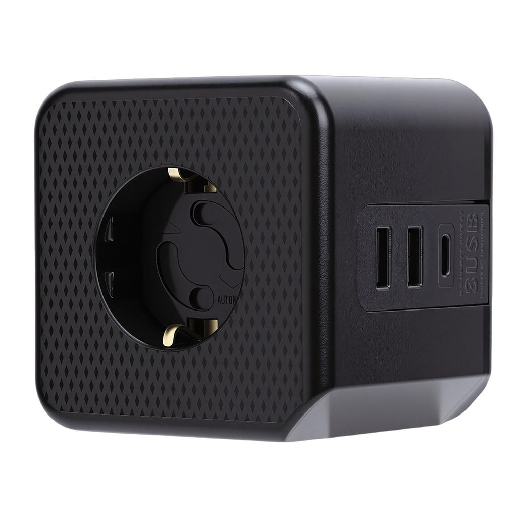 2500W 16A Multi Plug Power Outlet Extender Multifunctional Cube Socket with Type C 2 USB Ports 3 AC Outlets for Phone