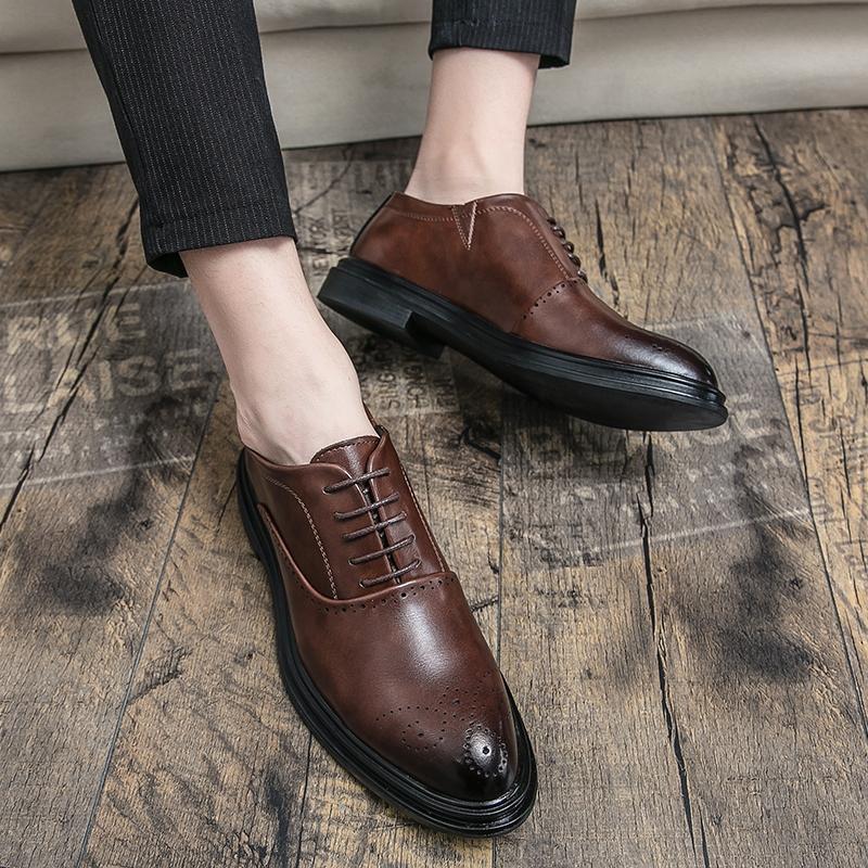 Men Dress Shoes Men's Leather Breathable Formal Business Derby Shoes Man Casual Shoes