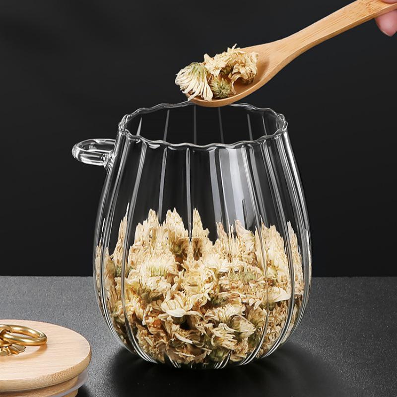 High Borosilicate Glass Storage Jars with Lids and Spoons – Transparent Kitchen Grains Container