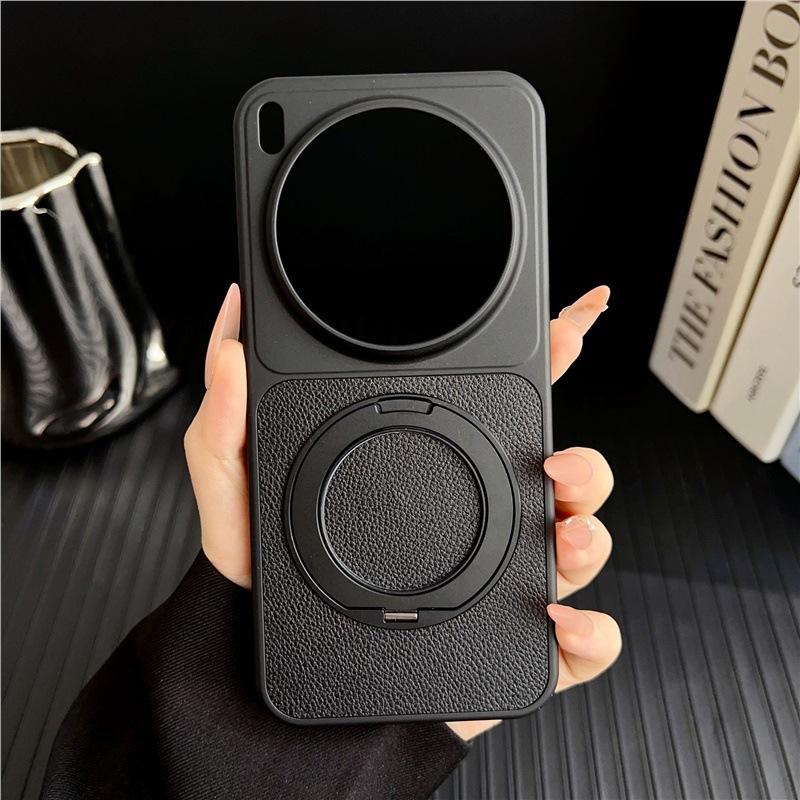 Applicable to VIVO X300S mobile phone case, lychee leather pattern 360 rotating magnetic suction bracket X200Ultra anti-drop hard cover