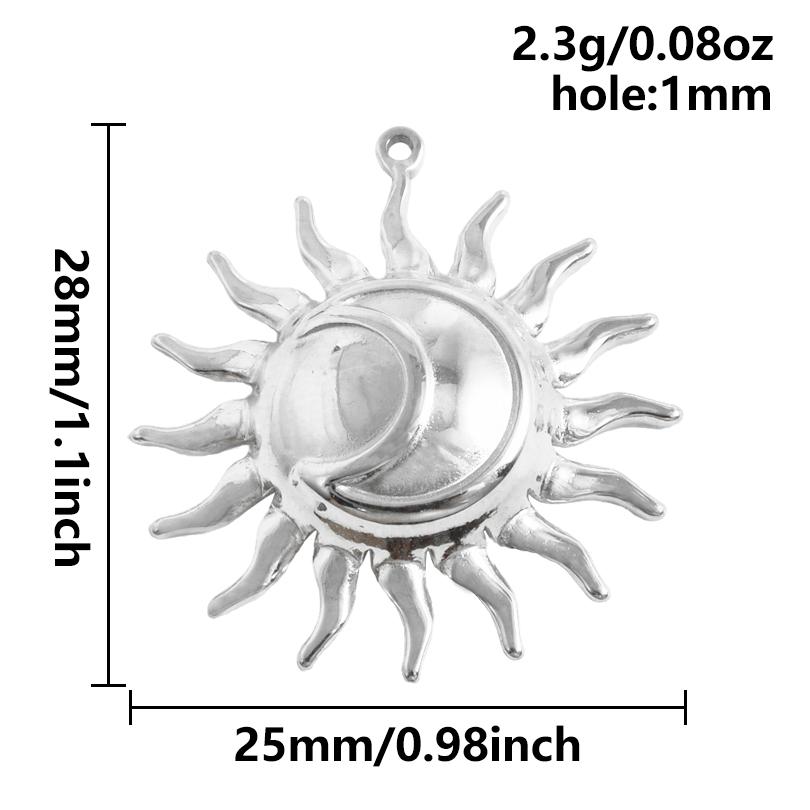 6pcs Steel Color Assorted Pendant Filligree Moon Sun Doji Charm Stainless Steel Charms For Jewelry Making Bracelets DIY Keychain