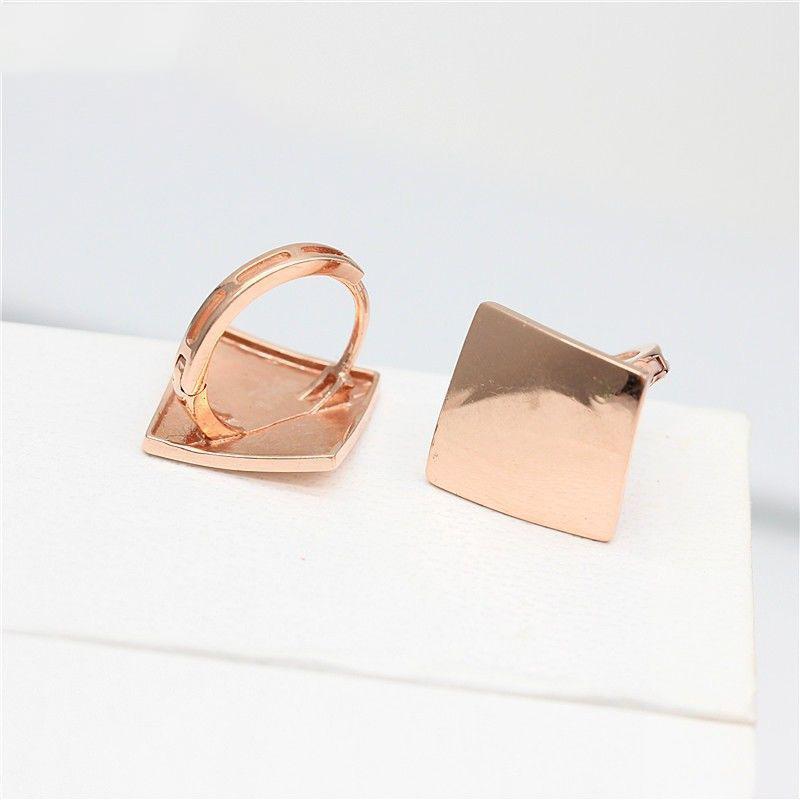 Exquisite Russian 585 Purple Gold Fashion Rhombus Glossy Ear Buckle Versatile Rose Gold Plated Square Niche Earrings