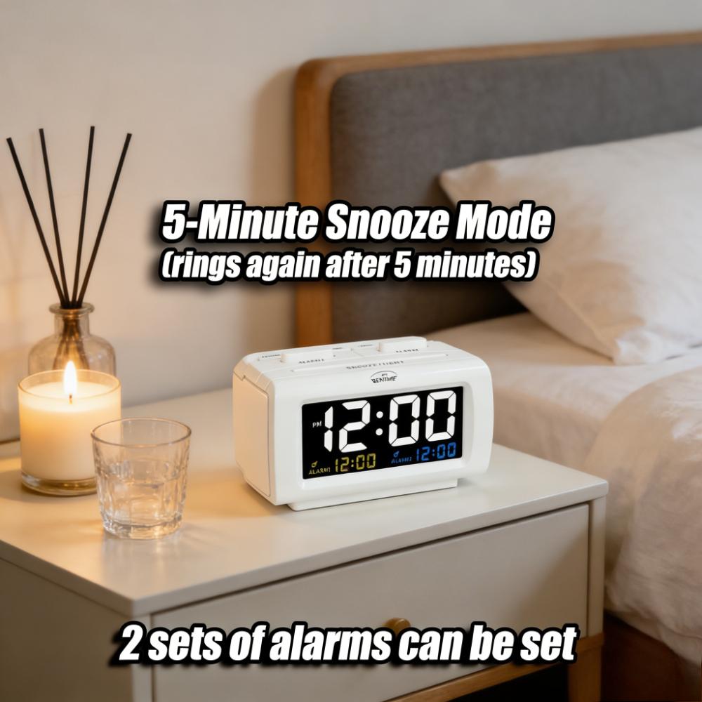 Two Alarm Led Digital Clock with 5 Minutes Snooze Model Screen Brightness Adjustable Desktop Electronic Clock Children Room