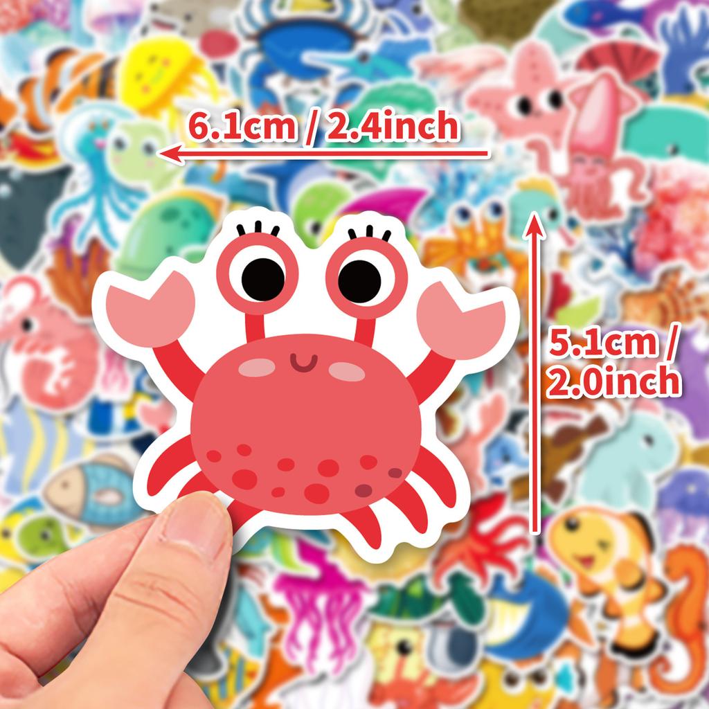 100 Niedliche Cartoon Meereslebewesen Aufkleber DIY Spaß Handkonto Handyhülle Flacher Kühlschrank Skateboard Dekoration