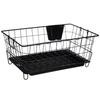 Stainless Steel Luxe Black Steel Dish Drainer with Drain Tray, Detachable Cutlery Stand | Bartan Plate Drying Basket Stand (Black), 55.3 X 37 X 23 Cm