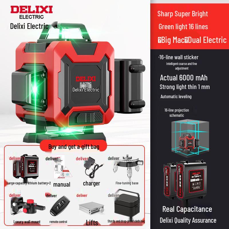 Delixi 12-Point High-Precision Green Laser Level for Outdoor Use